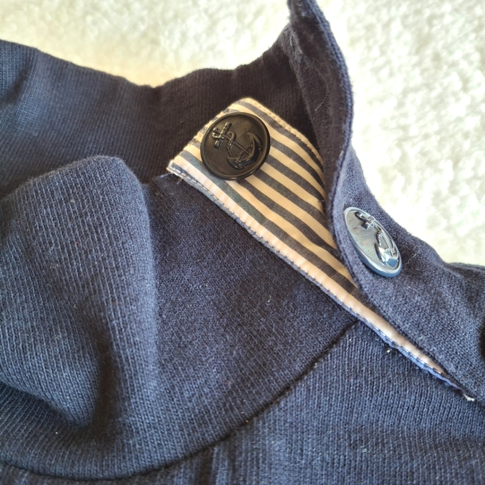 New J. Crew Coral Navy Nautical‎ Stripe TurtleNeck Longsleeve Sweater 100%Cotton - Picture 10 of 14